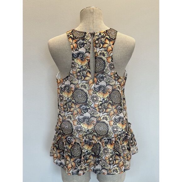 Likely Floral Ruffle Hem Top in Orange Size 4 - Picture 3 of 4